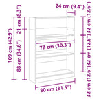 Bücherregal Sonoma-Eiche 80x24x109 cm Holzwerkstoff
