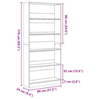Bücherregal Weiß 80x24x176 cm Holzwerkstoff