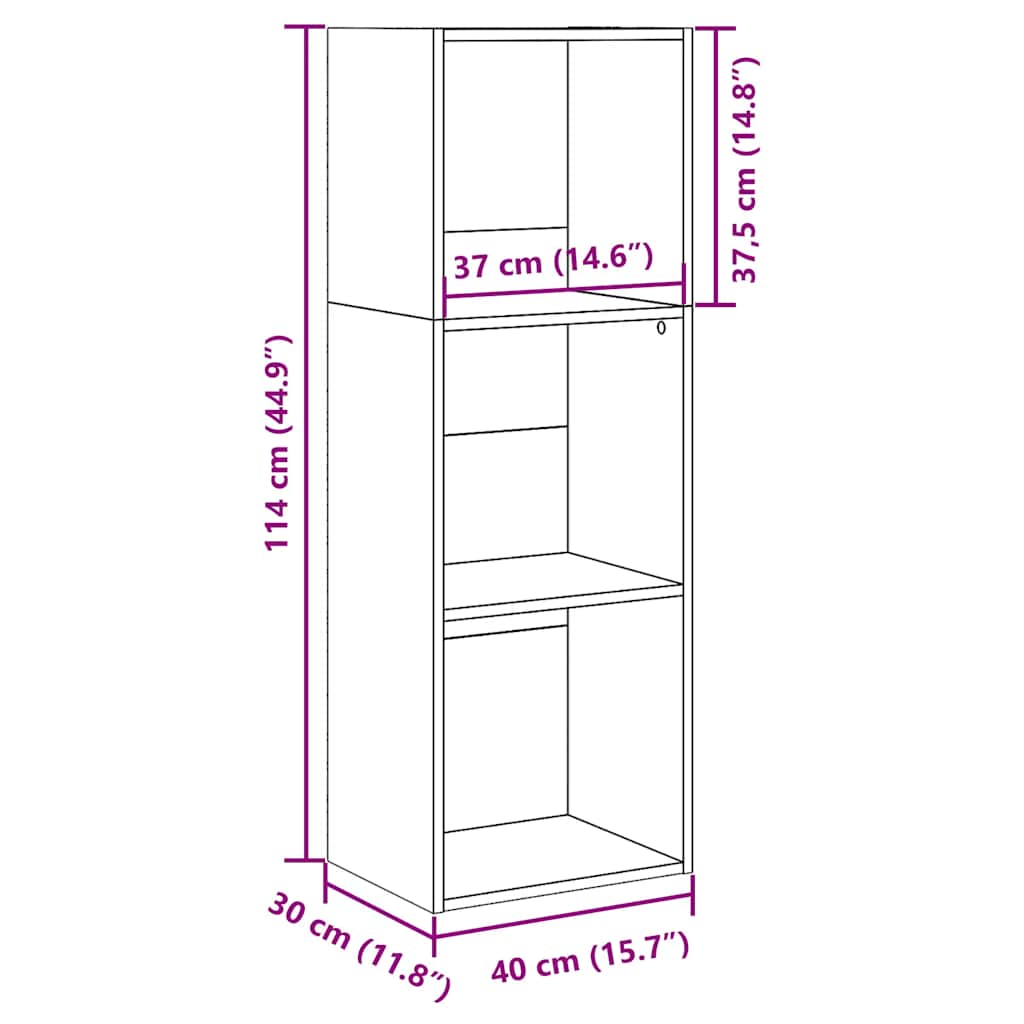 Bücherregal Weiß 40x30x114 cm Holzwerkstoff
