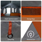 Familienzelt Grau und Orange 620 x 322 x 240 cm Polyester