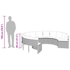 Gartensofa mit Kissen Rund Grau Poly Rattan