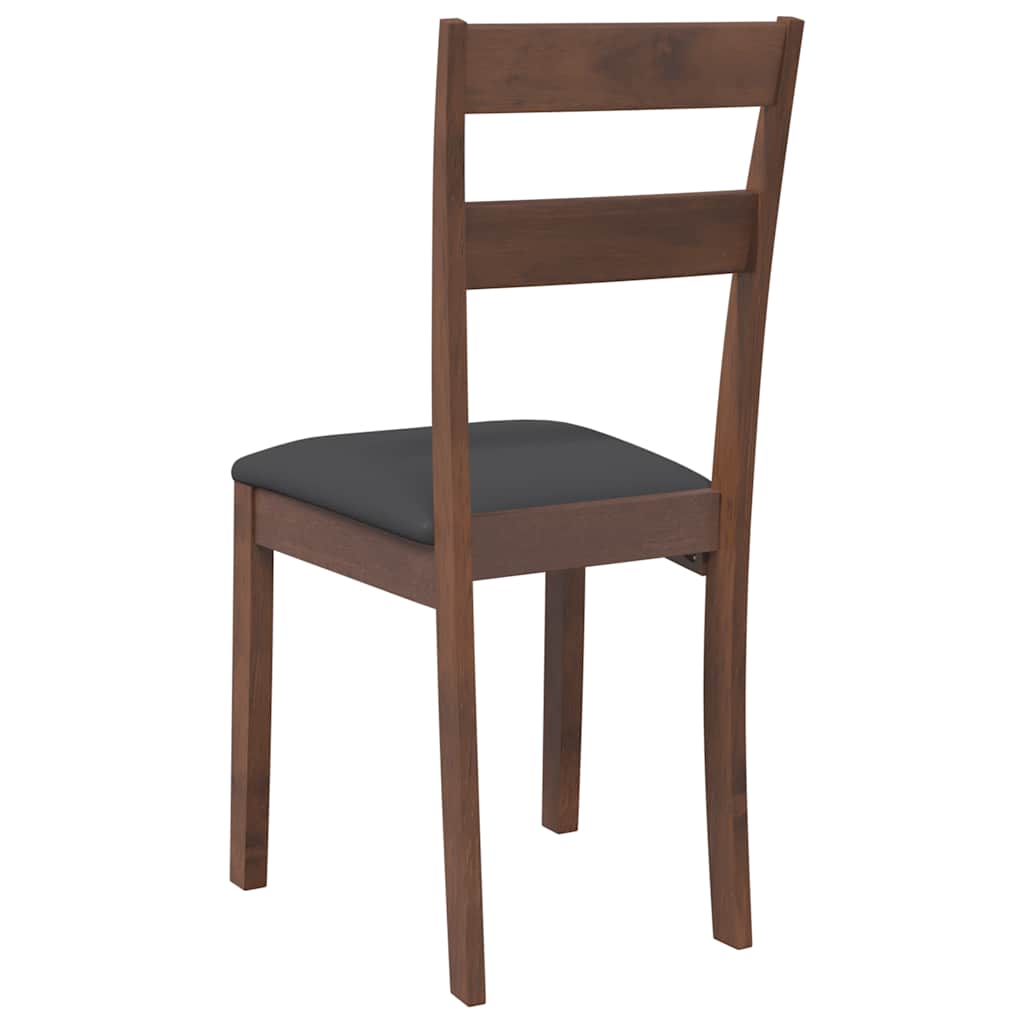 Esszimmerstühle mit Kissen 2 Stk. Braun Massivholz Gummibaum