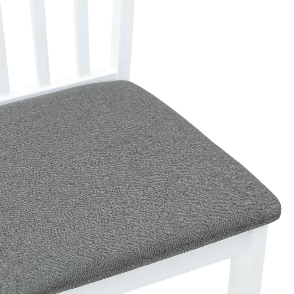 Esszimmerstühle mit Kissen 2 Stk. Weiß Massivholz Gummibaum