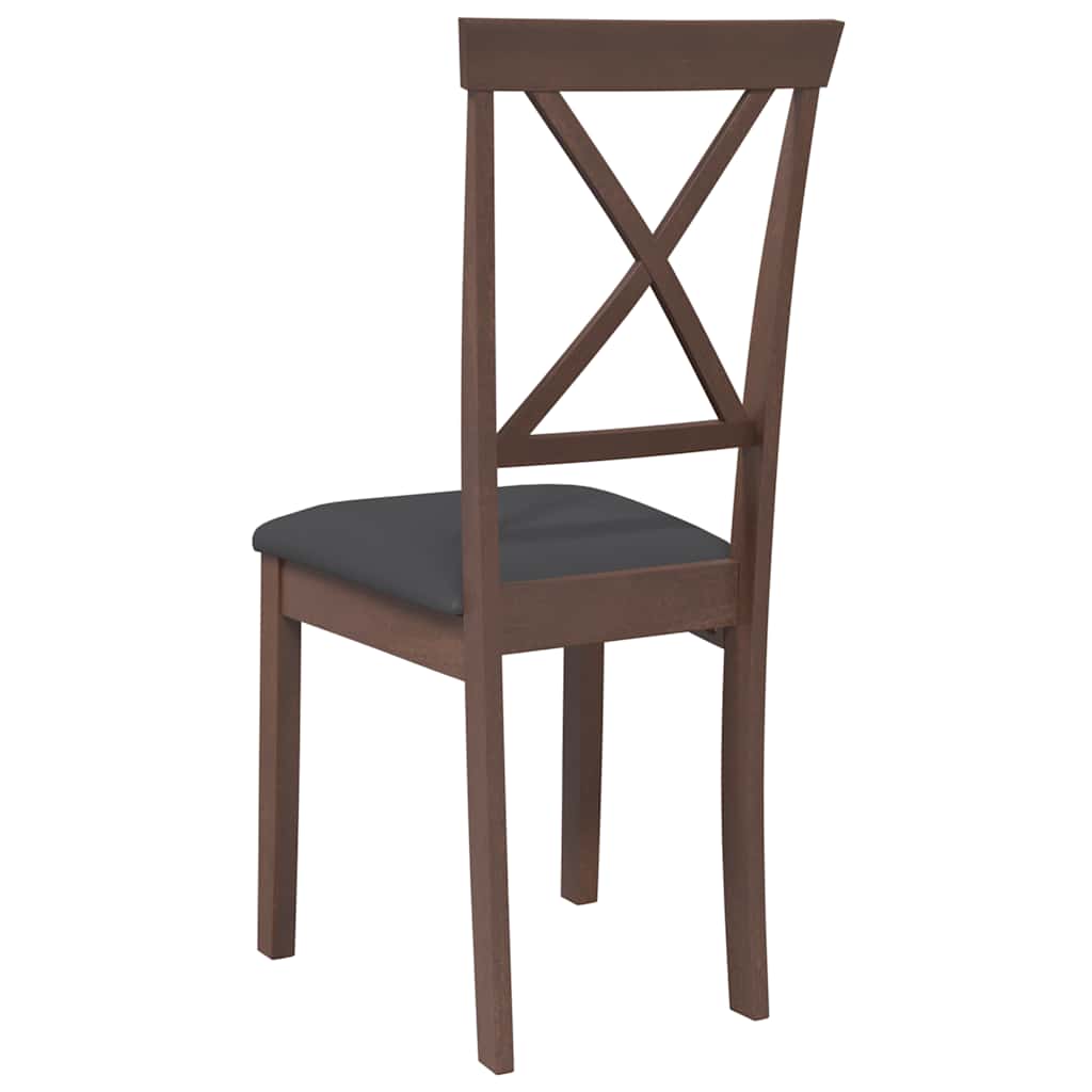 Esszimmerstühle mit Kissen 2 Stk. Braun Massivholz Gummibaum