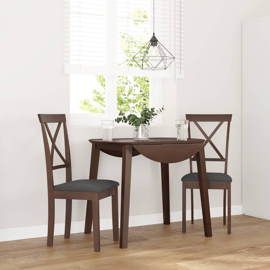 Esszimmerstühle mit Kissen 2 Stk. Braun Massivholz Gummibaum