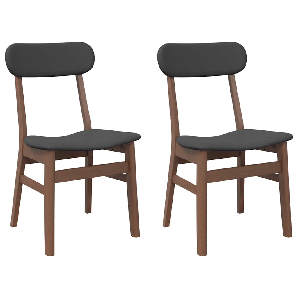 Esszimmerstühle mit Kissen 2 Stk. Braun Massivholz Gummibaum