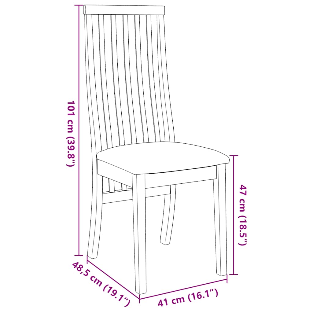 Esszimmerstühle mit Kissen 2 Stk. Braun Massivholz Gummibaum
