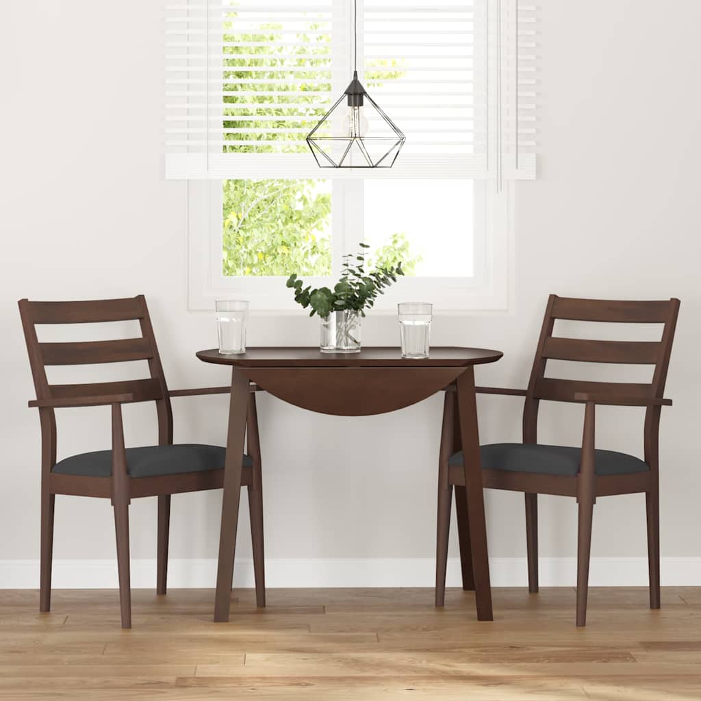 Esszimmerstühle mit Kissen 2 Stk. Braun Massivholz Gummibaum
