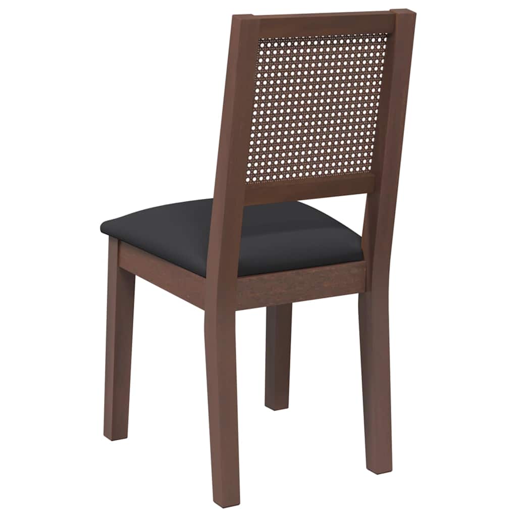 Esszimmerstühle mit Kissen 2 Stk. Braun Massivholz Gummibaum