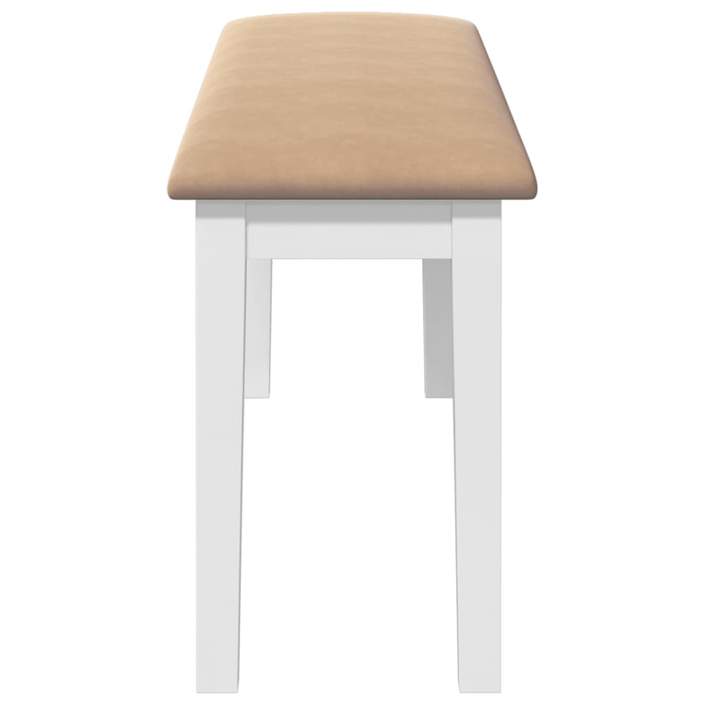 Bank 110 cm Weiß Massivholz Gummibaum