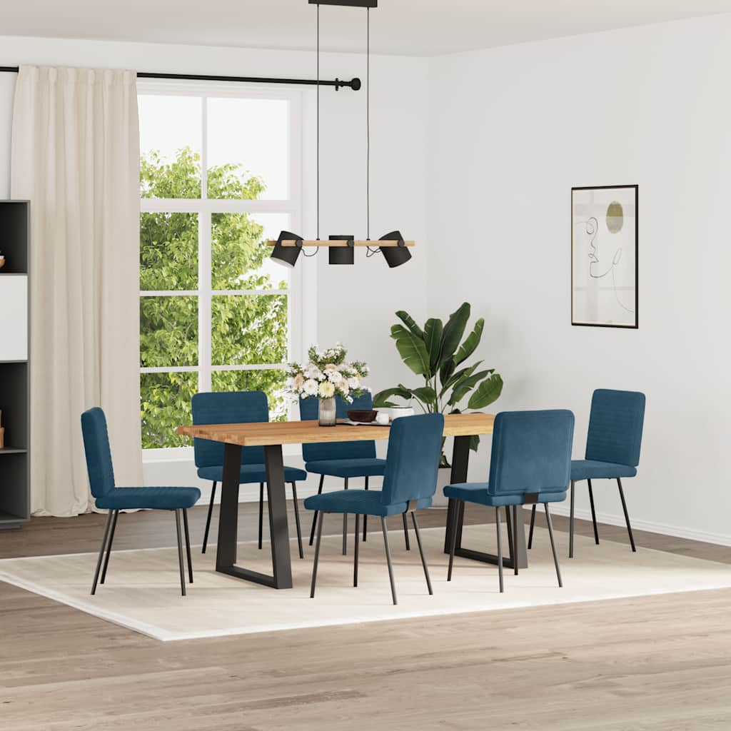 Esszimmerstühle 6 Stk. Blau Samt