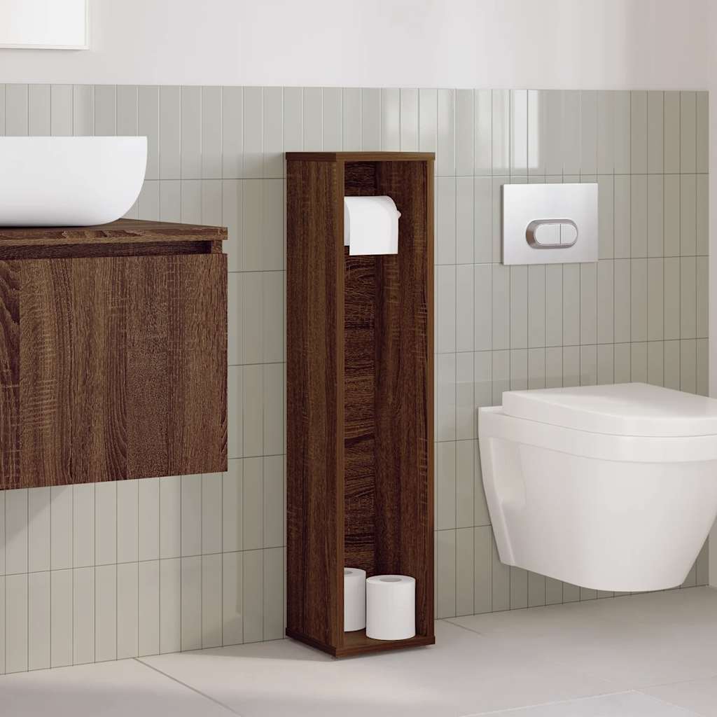 Badezimmerschrank mit Rollenhalter Braune Eiche 20,5x20x90 cm