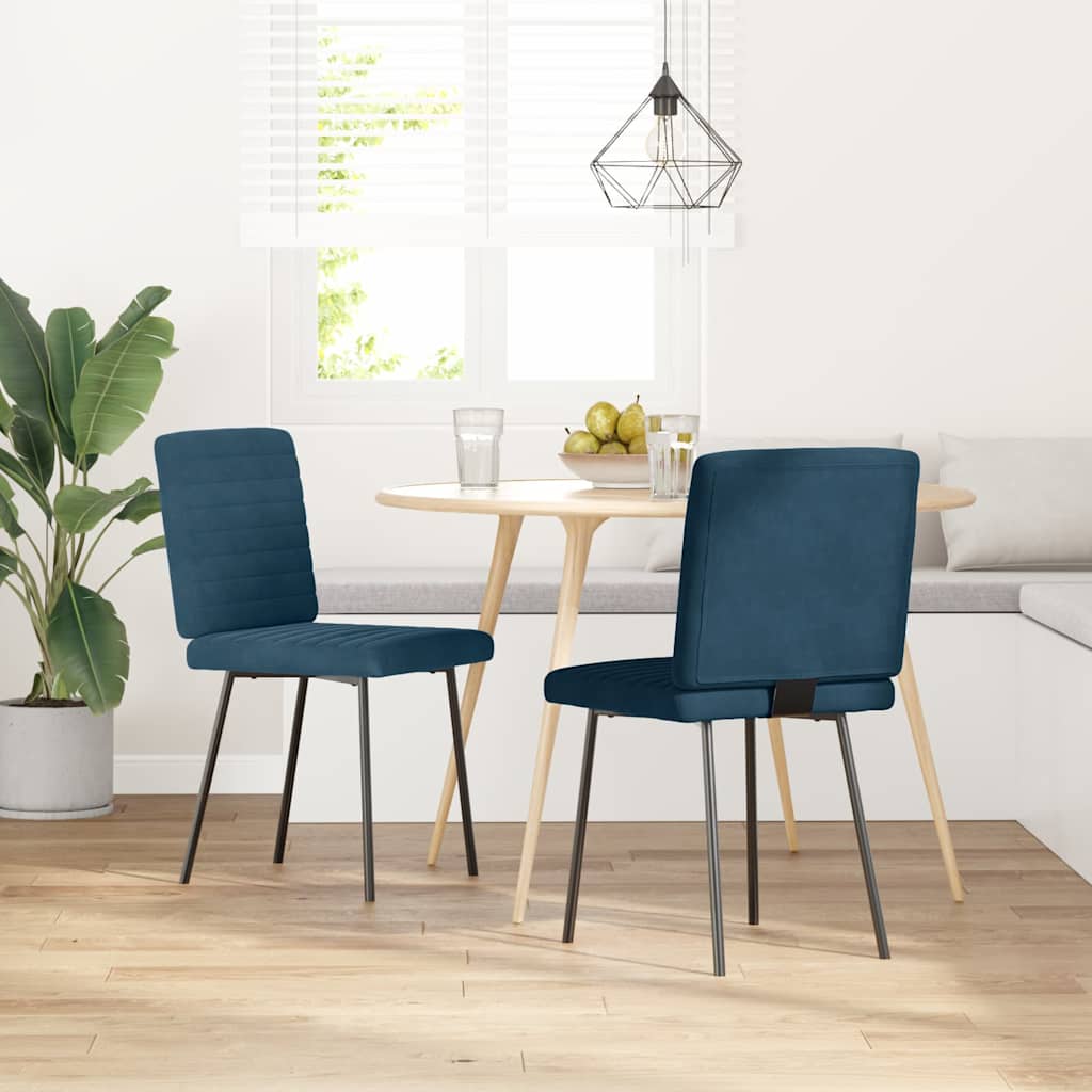 Esszimmerstühle 2 Stk. Blau Samt