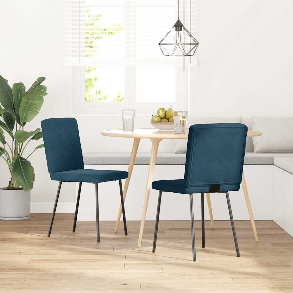 Esszimmerstühle 2 Stk. Blau Samt