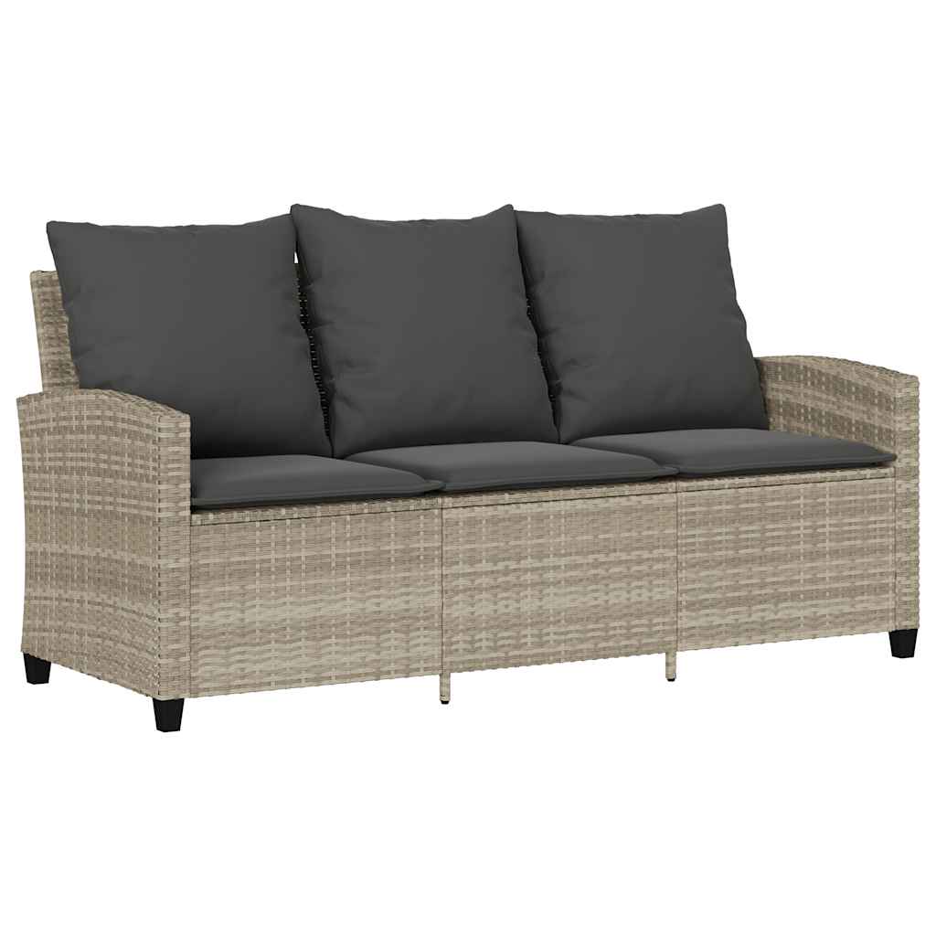 6-tlg. Garten-Sofagarnitur mit Kissen Hellgrau Poly Rattan