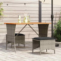 Gartentisch mit Akazienholzplatte Grau 105x75x72cm Poly Rattan