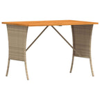Gartentisch mit Akazienholzplatte Beige 105x75x72cm Poly Rattan