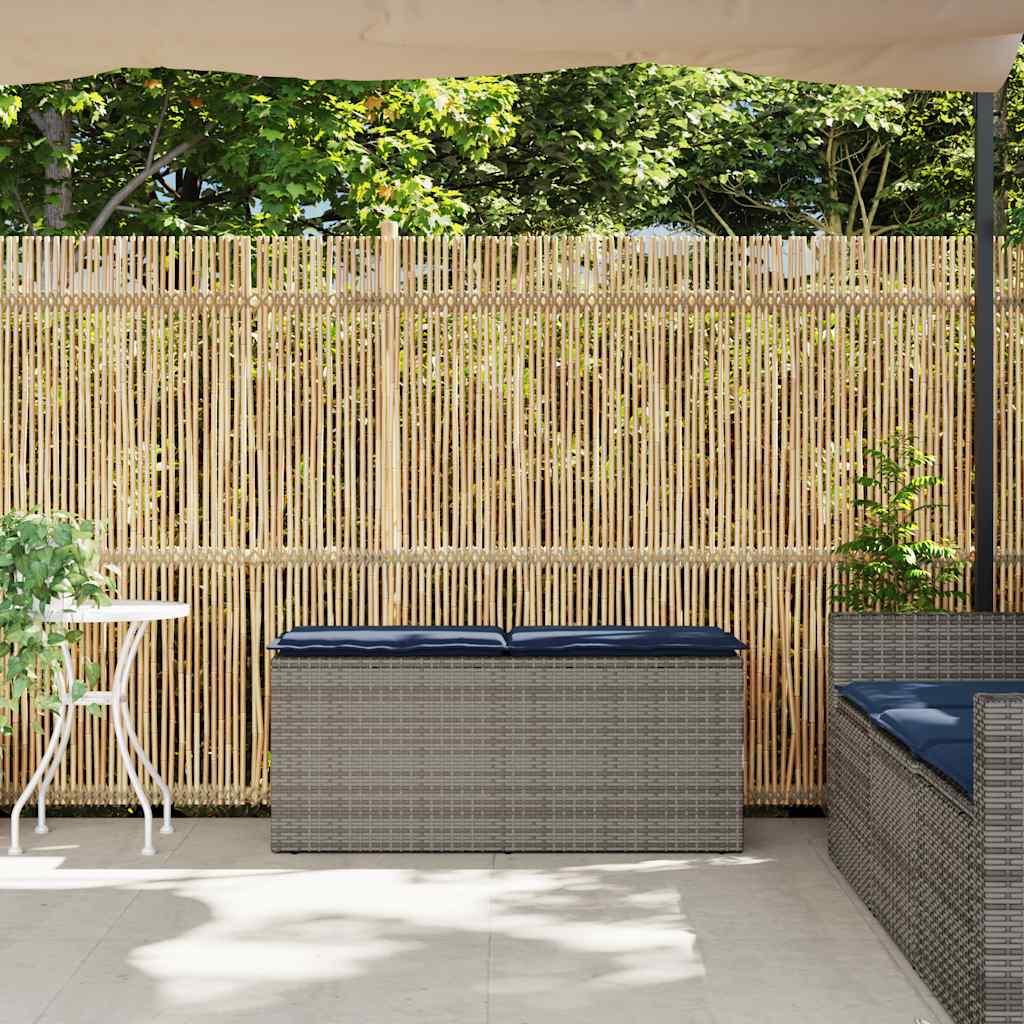Gartenbank mit Kissen Grau 110x40x44 cm Poly Rattan