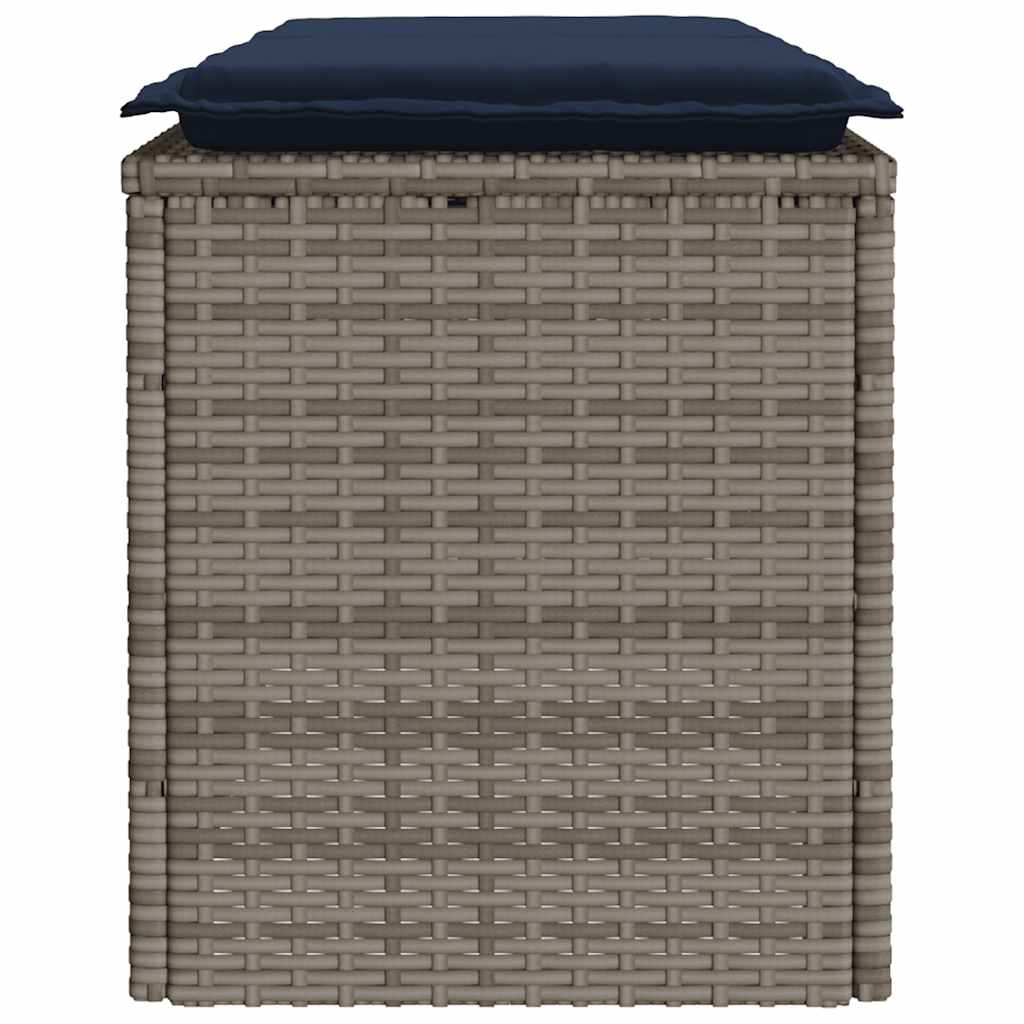 Gartenbank mit Kissen Grau 110x40x44 cm Poly Rattan