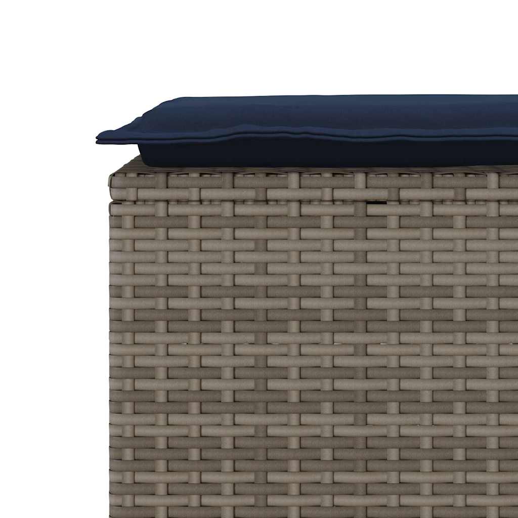 Gartenbank mit Kissen Grau 110x40x44 cm Poly Rattan