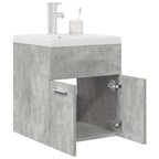 Waschbeckenunterschrank mit Einbaubecken Wasserhahn Betongrau