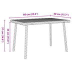 Garten-Couchtisch Rechteckig Grau 60x40x37 cm Poly Rattan
