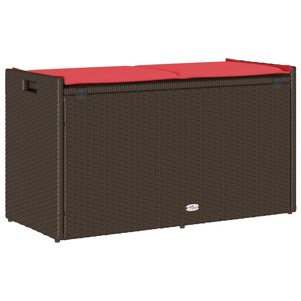 Outdoor-Sitzbank mit Stauraum und Kissen Braun 100 cm