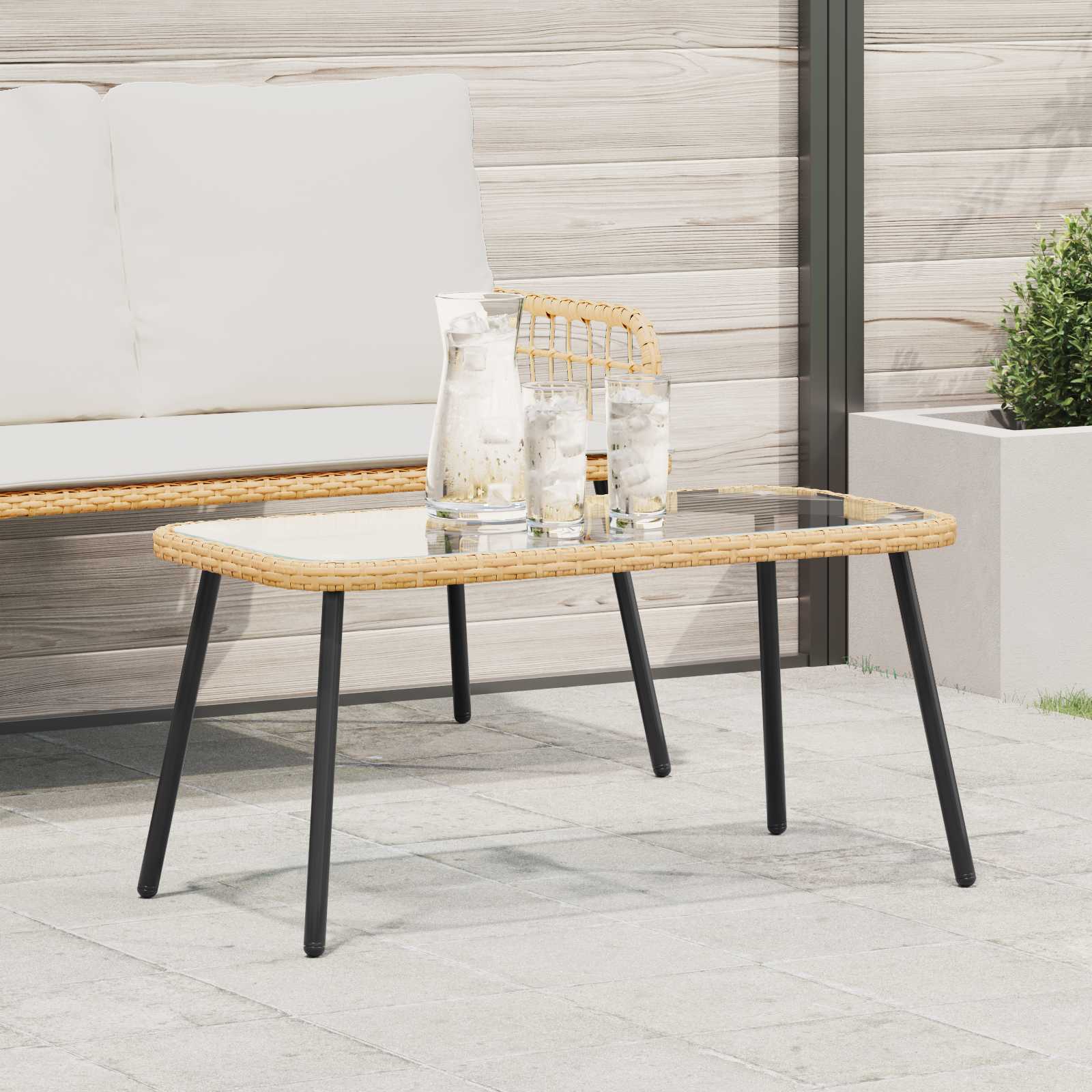 Couchtisch Braun und Schwarz 90 x 45 x 43 cm Poly-Rattan