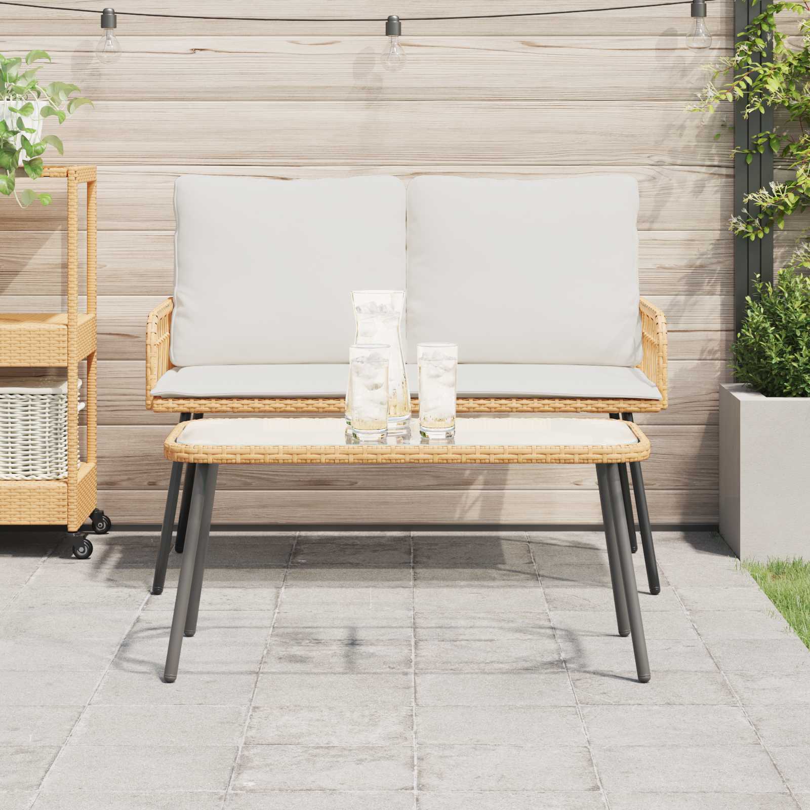 Couchtisch Braun und Schwarz 90 x 45 x 43 cm Poly-Rattan