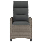 Gartensessel mit Beistelltisch Verstellbar Grau Poly Rattan