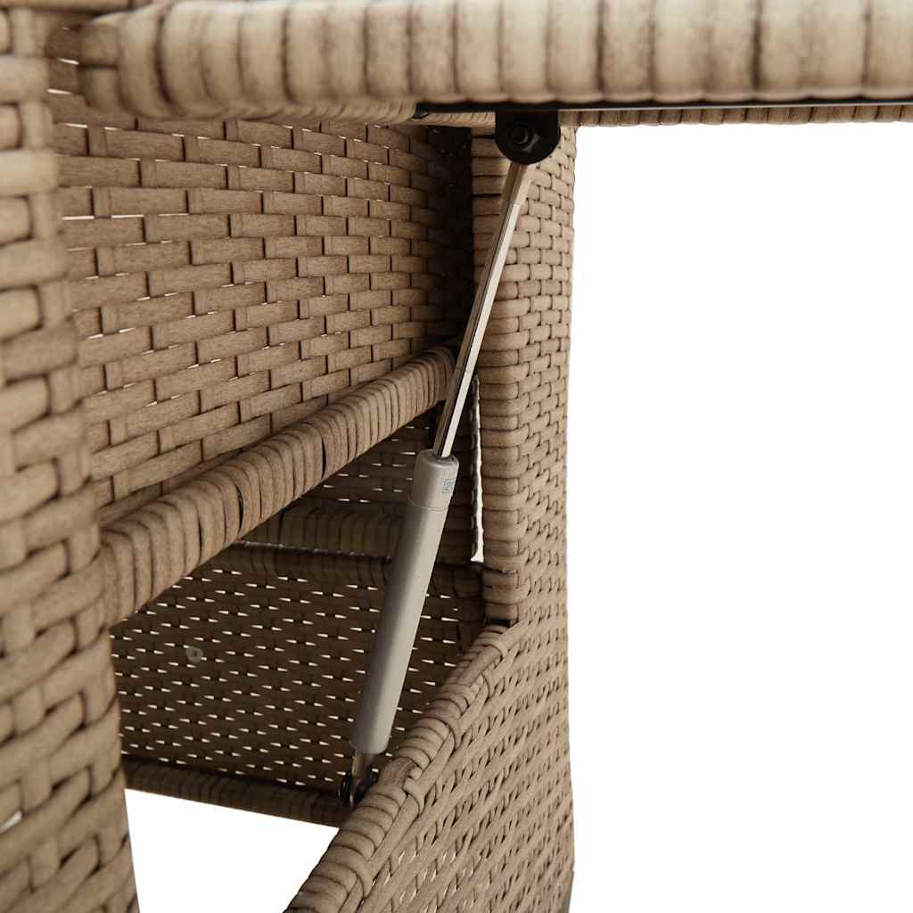 Gartensessel mit Beistelltisch Verstellbar Beige Poly Rattan