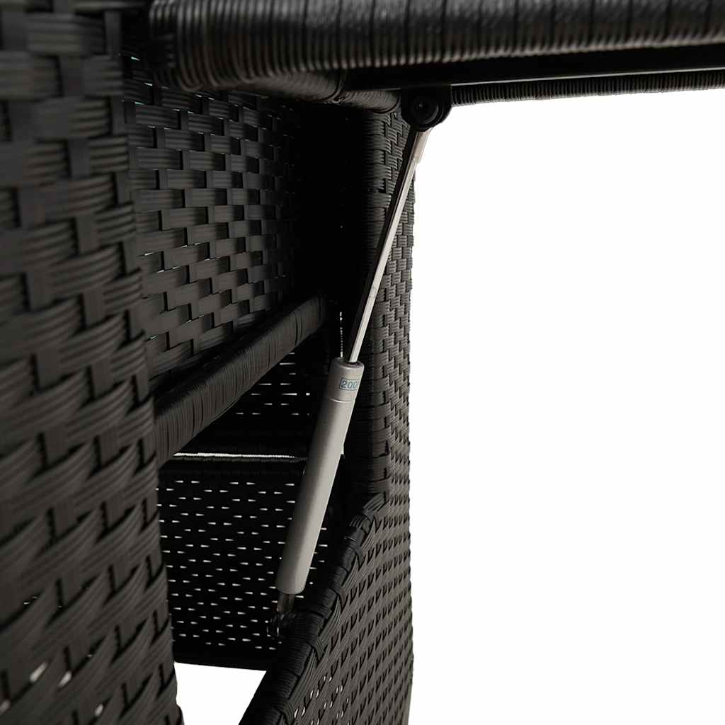 Gartensessel mit Beistelltisch Verstellbar Schwarz Poly Rattan