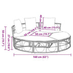 Outdoor-Loungebett ohne Dach Schwarz Poly Rattan