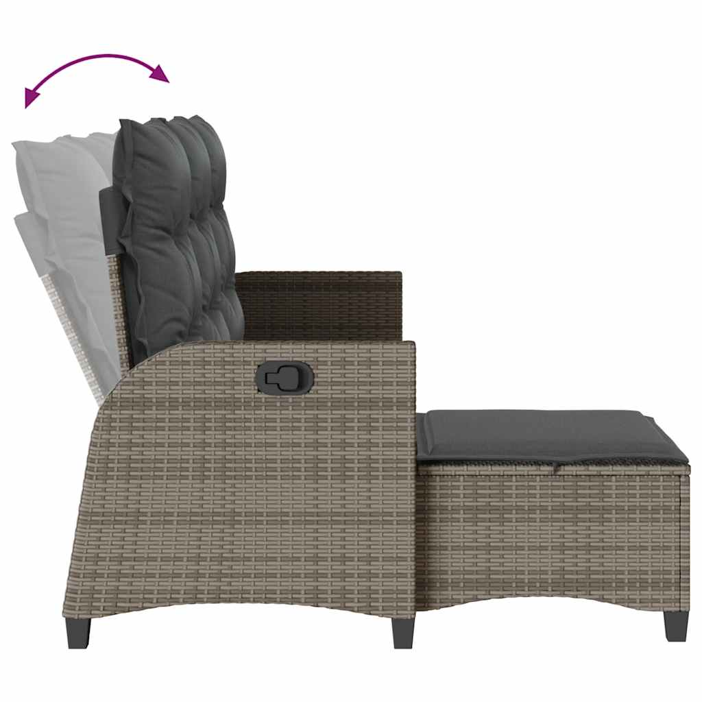 3-tlg. Garten-Sofagarnitur mit Kissen L-Form Grau Poly Rattan