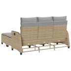 3-tlg. Garten-Sofagarnitur mit Kissen L-Form Beige Poly Rattan