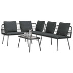 Gartensofa-set mit Kissen 2 pcs Schwarz Poly-Rattan