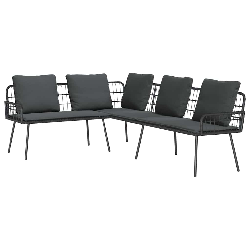 Gartensofa-set 2 pcs Schwarz Poly-Rattan