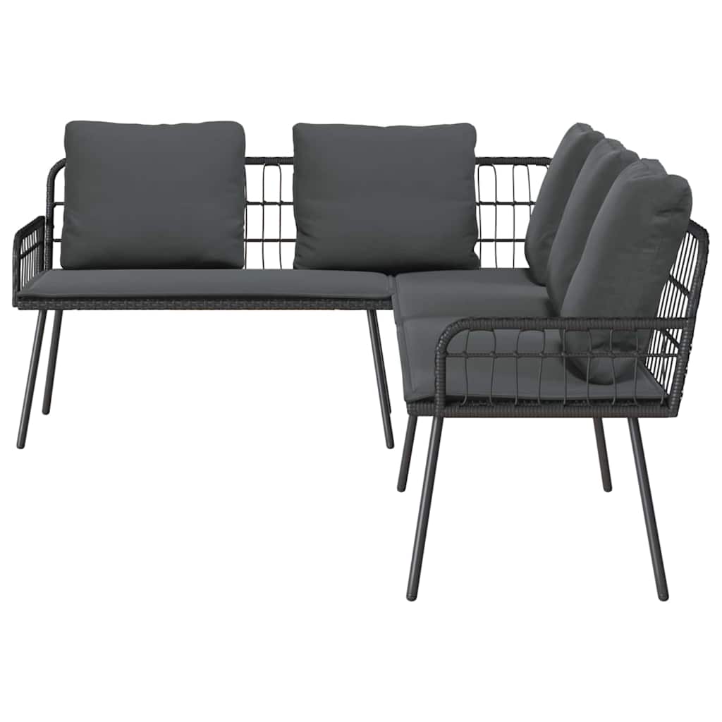 Gartensofa-set 2 pcs Schwarz Poly-Rattan