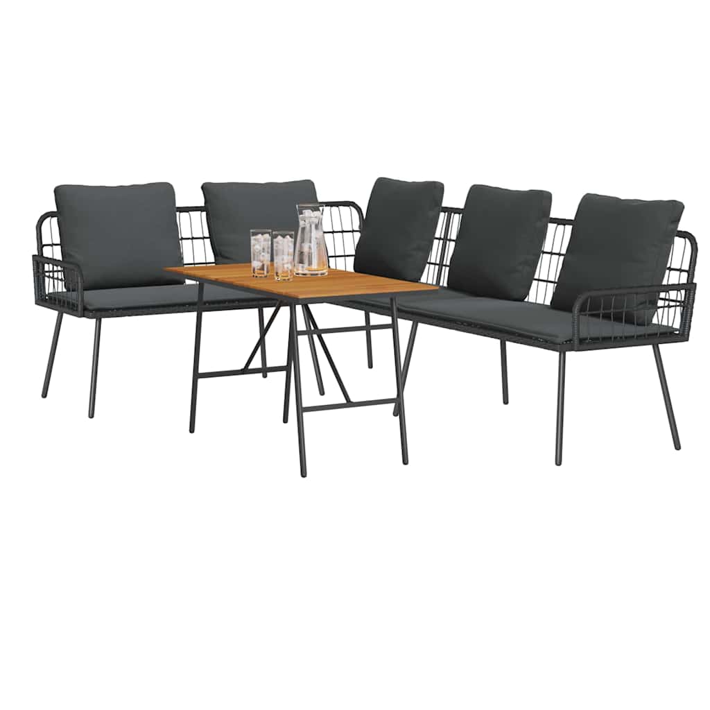 Gartensofa-set 2 pcs Schwarz Poly-Rattan