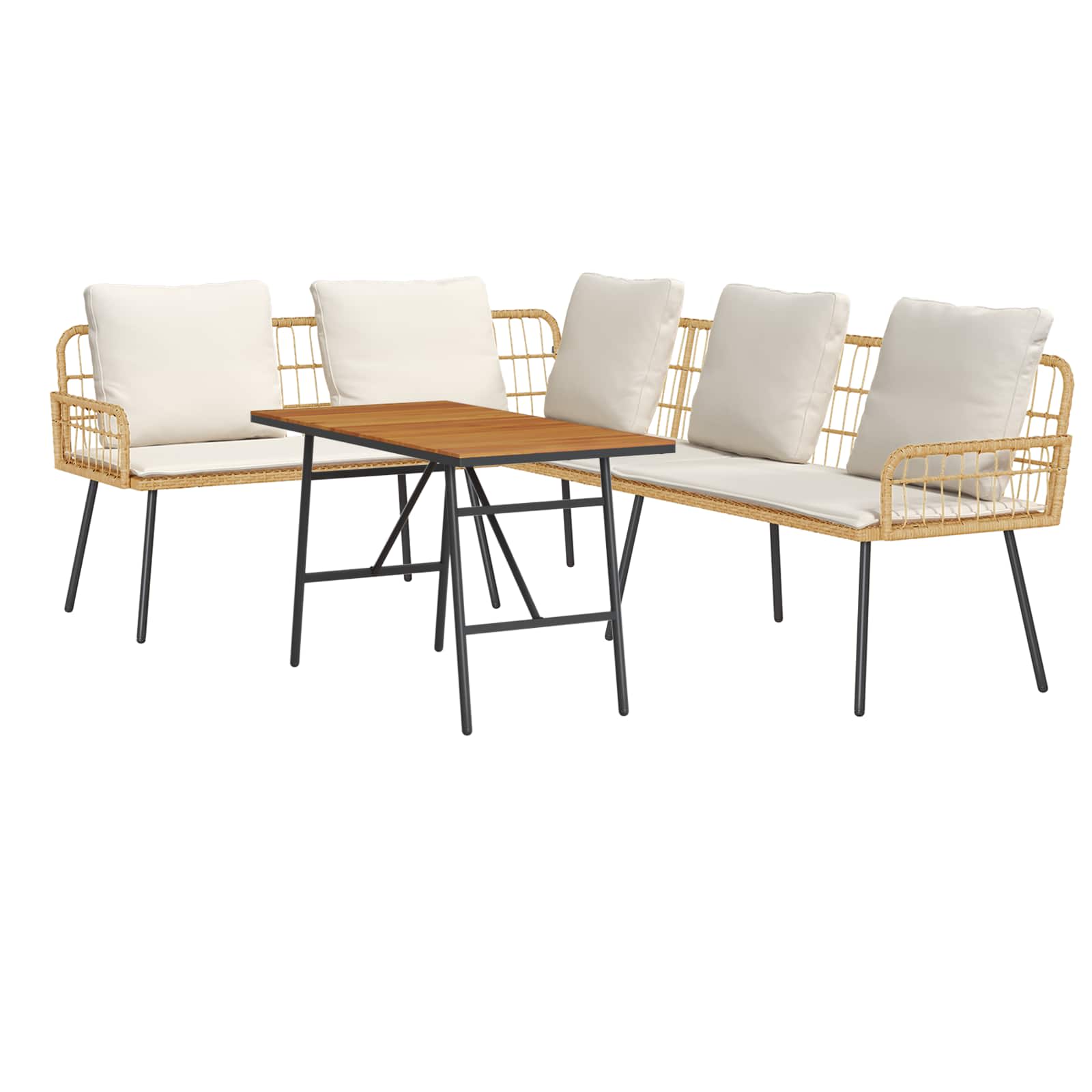 Gartensofa-set 2 pcs Beige Poly-Rattan