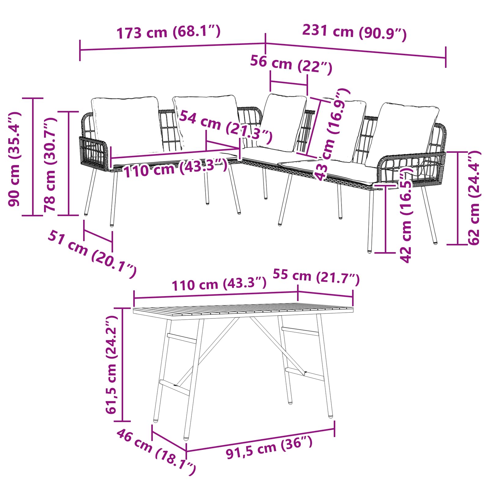 Gartensofa-set 2 pcs Beige Poly-Rattan