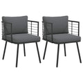 Gartenstühle 2 Stk. mit Kissen Schwarz Poly Rattan