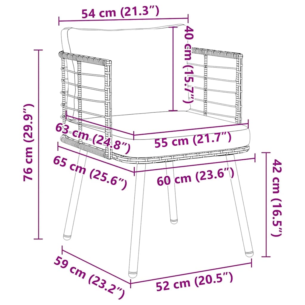 Gartenstühle 2 Stk. mit Kissen Schwarz Poly Rattan