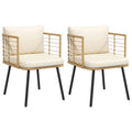 Gartenstühle 2 Stk. mit Kissen Natur Poly Rattan