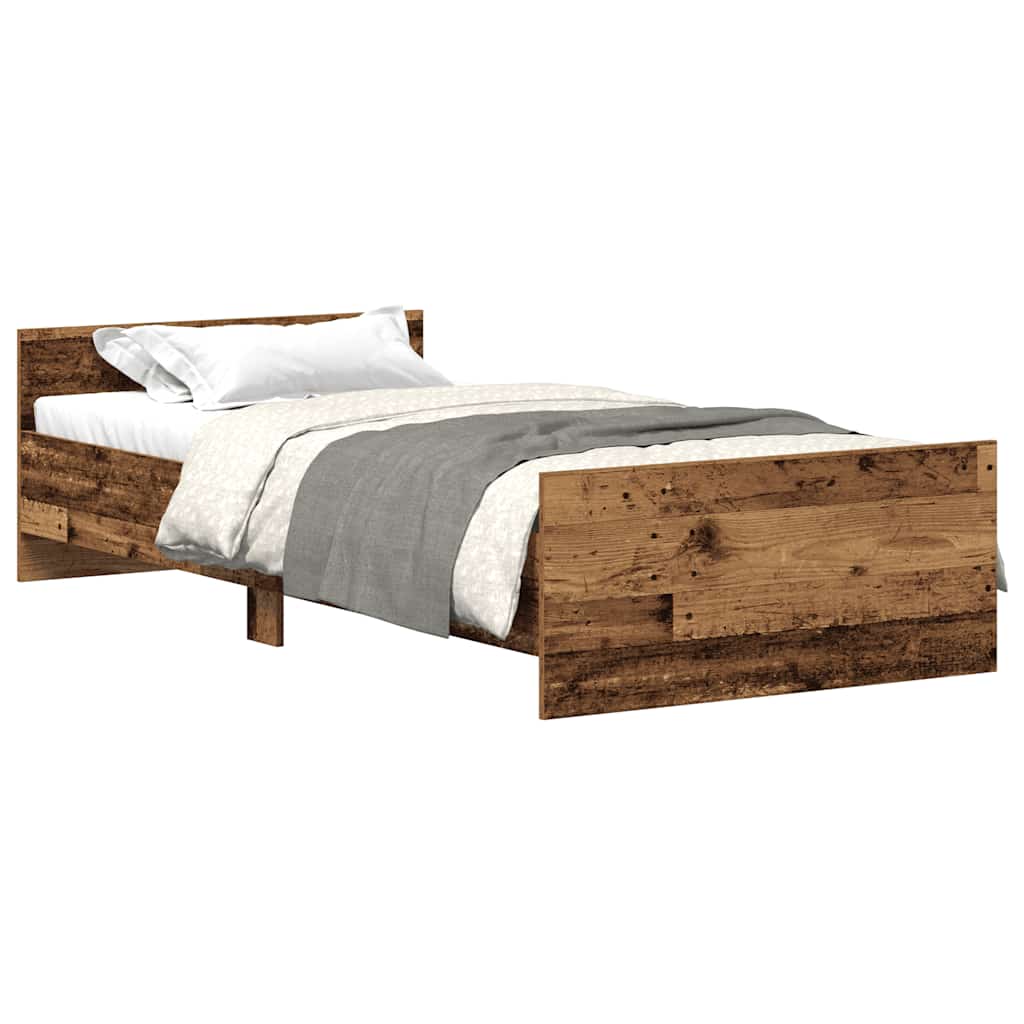 Bettgestell ohne Matratze Altholz-Optik 75x190 cm Holzwerkstoff