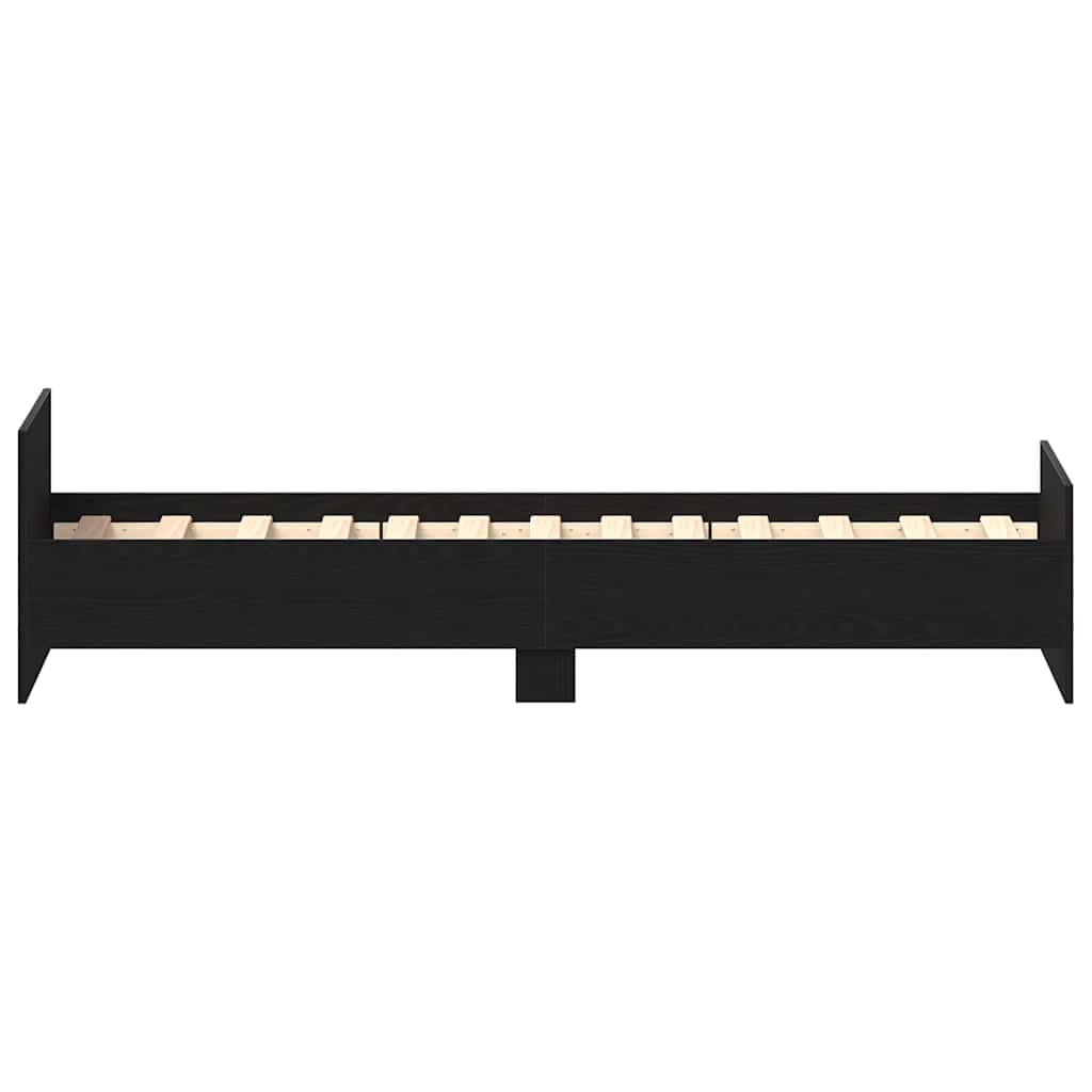 Bettgestell ohne Matratze Schwarz Eichen-Optik 75x190 cm