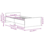 Bettgestell ohne Matratze Schwarz Eichen-Optik 75x190 cm