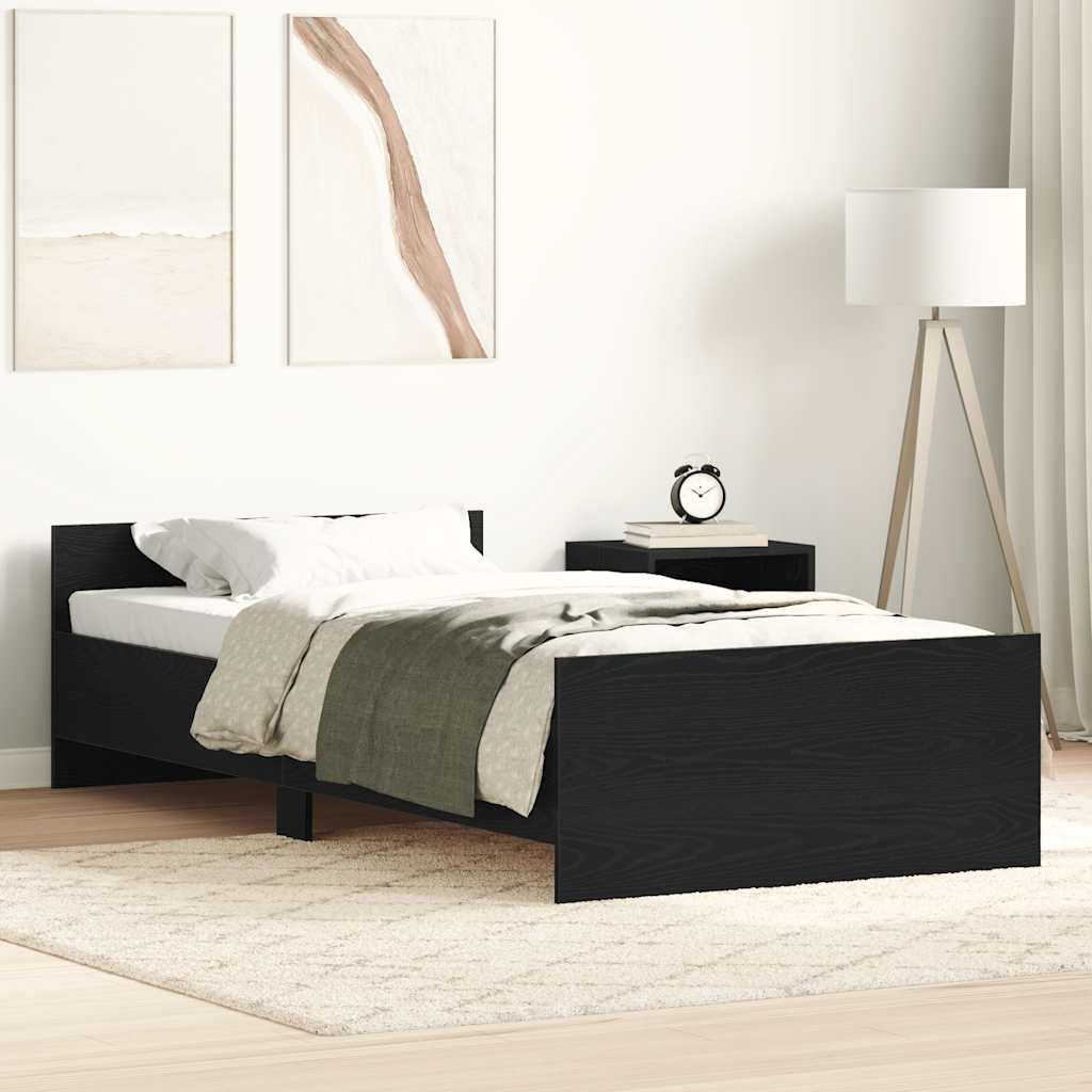 Bettgestell ohne Matratze Schwarz Eichen-Optik 75x190 cm