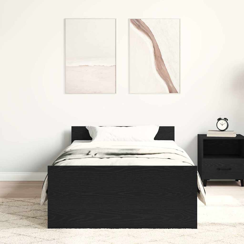 Bettgestell ohne Matratze Schwarz Eichen-Optik 90x200 cm