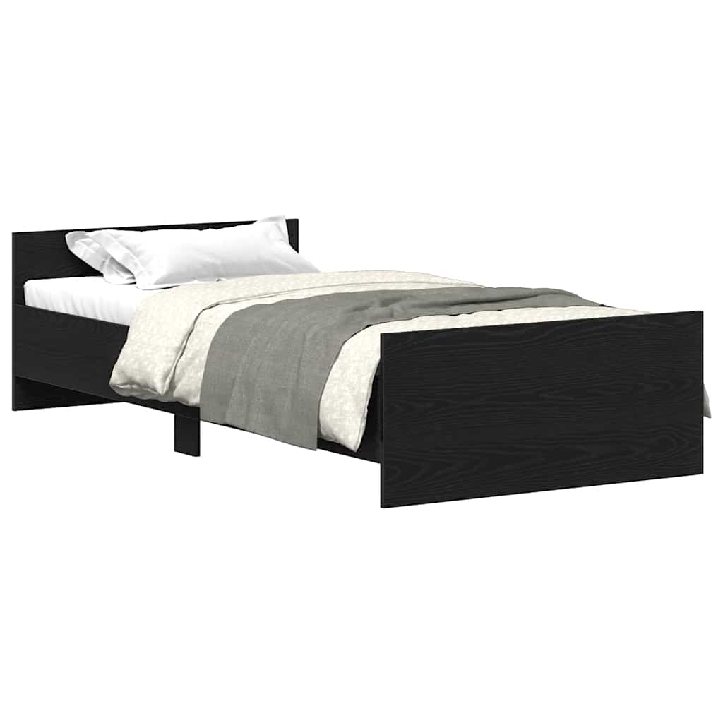 Bettgestell ohne Matratze Schwarz Eichen-Optik 100x200 cm